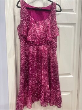 Cynthia Steffe Pink & White Ruffled Midi Dress